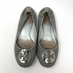 Tory Burch Gray Wool Reva Ballet Flats Size 8